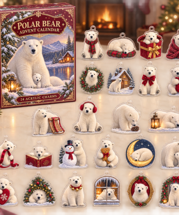 Polar Bear Winter Countdown: 24-Day Acrylic Charm Advent - Limited Edition Holiday Gift, Cozy Arctic Collectible