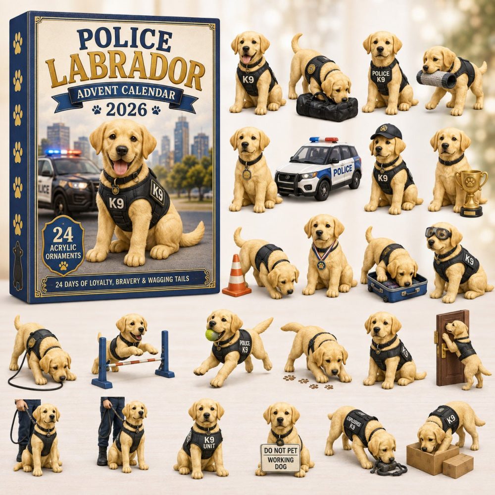 2026 Police Labrador Holiday Countdown — 24-Day Acrylic Charm Advent Set, Great Gift For Canine Service Fans