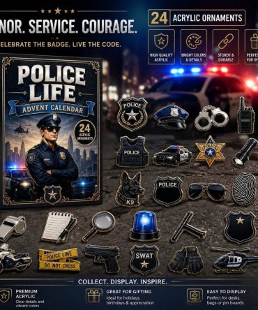 Police Courage Advent Calendar 2026 – 24-Day Honor & Appreciation Countdown With Acrylic Charms, Mini Badge Collectibles