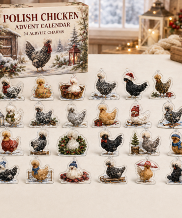 Polish Chicken Winter Countdown — 24 Acrylic Charm Advent Calendar, Unique Holiday Gift For Chicken Enthusiasts