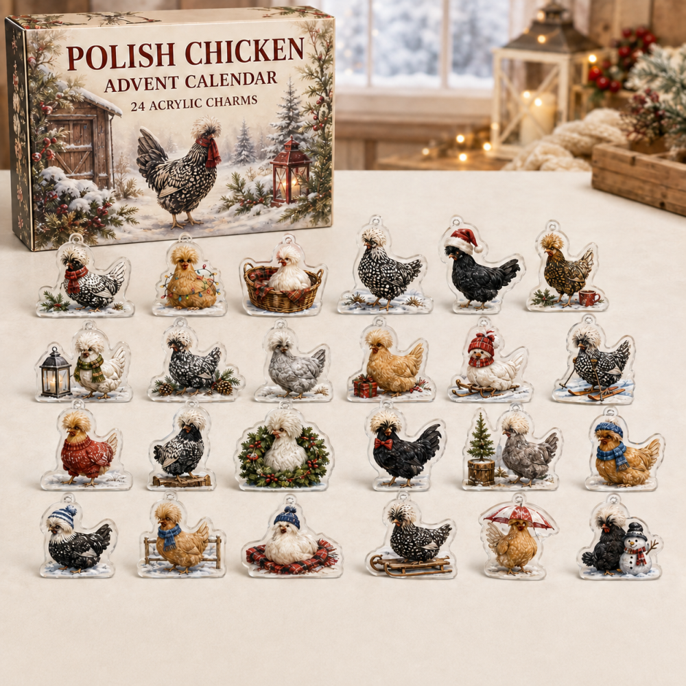 Polish Chicken Winter Countdown — 24 Acrylic Charm Advent Calendar, Unique Holiday Gift For Chicken Enthusiasts