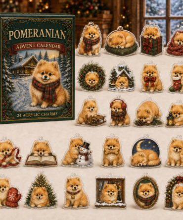 Pomeranian Holiday Countdown Calendar — 24 Fluffy Acrylic Charms, Festive 24-Day Gift Set For Pomeranian Fans And Collectors