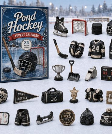 Pond Hockey Advent Calendar 2026 — 24-Day Winter Hockey Acrylic Charm Countdown , Outdoor Rink Gift For Fans & Players