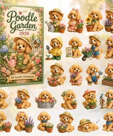 2026 Poodle Garden Holiday Countdown — 24-Day Acrylic Charm Advent Set, Lovely Gift For Dog & Garden Enthusiasts