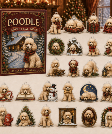 Poodle Holiday Countdown Calendar — 24 Stylish Acrylic Charms, Elegant 24-Day Gift Set For Poodle Owners And Dog Lovers