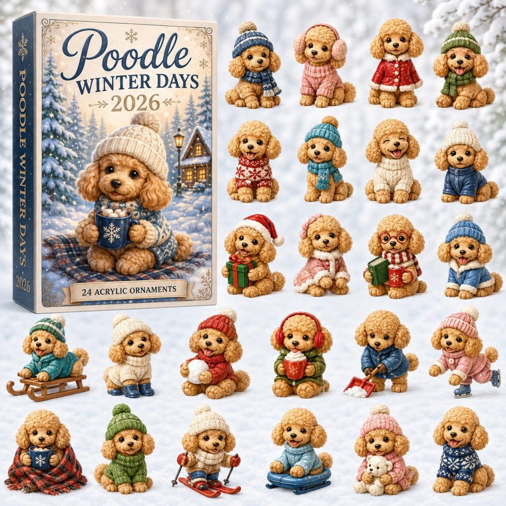 2026 Poodle Winter Days Advent Countdown — 24-Day Acrylic Charm Set, Charming Holiday Gift For Dog Lovers
