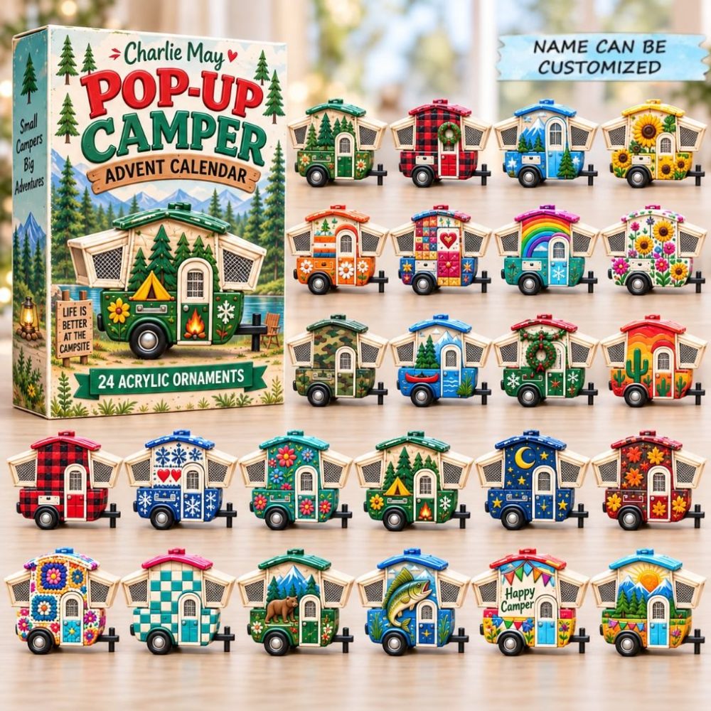 Pop-Up Camper Holiday Advent 2026 — 24-Day Camping Countdown With Acrylic Charms, Collectible Mini Ornaments & Gifts