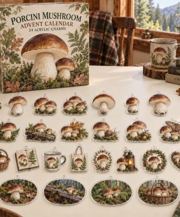 Collector'S 24-Day Porcini Mushroom Charm Countdown — 24 Acrylic Charms, Daily Mini Ornaments For Foodies, Gifts & Holiday Decor