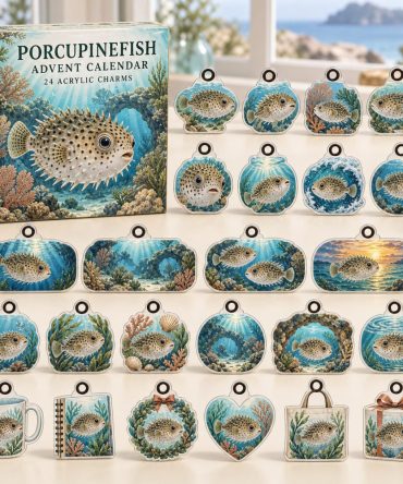 Porcupinefish 24-Day Acrylic Charm Countdown — Spiky Puffer Family Advent Set With 24 Mini Charms, Fun & Quirky Gift For Fish Fans