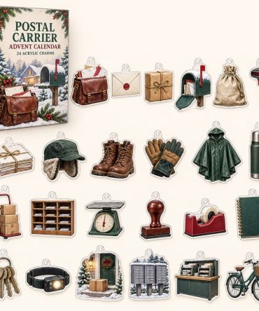 Postal Carrier 24-Piece Acrylic Charm Advent Calendar — Cute Mail Carrier Gift Countdown For Postage Fans & Holiday Stocking Stuffers
