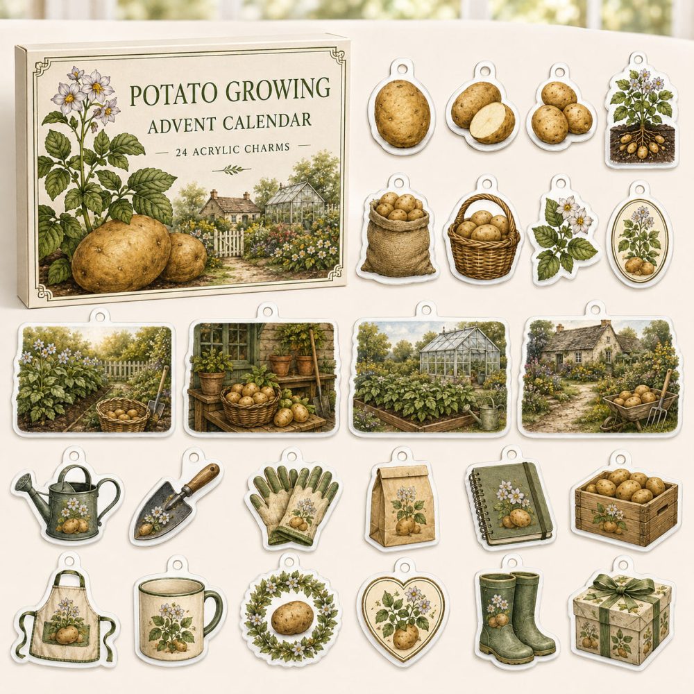 Potato Growing 24-Day Charm Advent Calendar - Acrylic Garden & Veggie Charms For Gardeners , Festive Countdown Gift For Growers And Foodies
