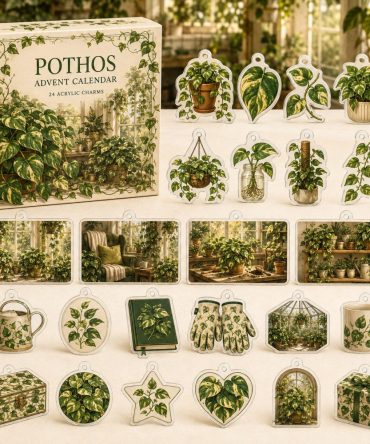 Pothos 24-Day Acrylic Charm Holiday Countdown - Plant Lover Gift, Mini Charms & Home Decor
