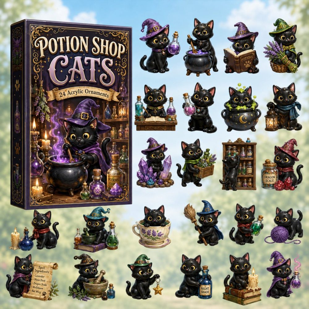 2026 Potion Shop Cats Advent Calendar — 24-Day Magical Halloween Countdown With Acrylic Potion & Cat Charms, Gift For Witchy Cat Fans