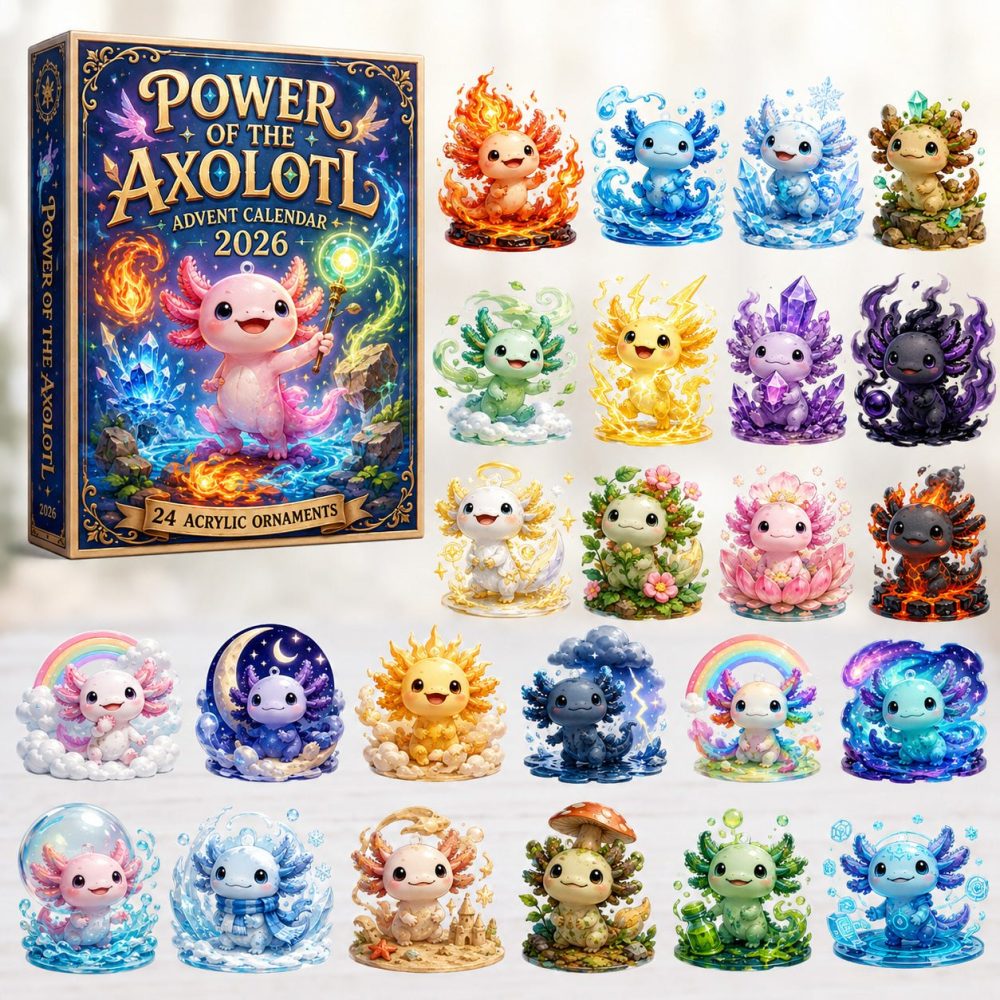 Power Of The Axolotl Advent Calendar 2026 — 24-Day Acrylic Charm Countdown , Cute Axolotl Collectibles & Gifts For Amphibian Fans