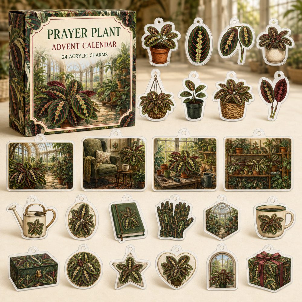 Prayer Plant 24-Day Charm Countdown — Acrylic Maranta Charms Set, Perfect Botanical Gift For Plant Lovers & Decorators