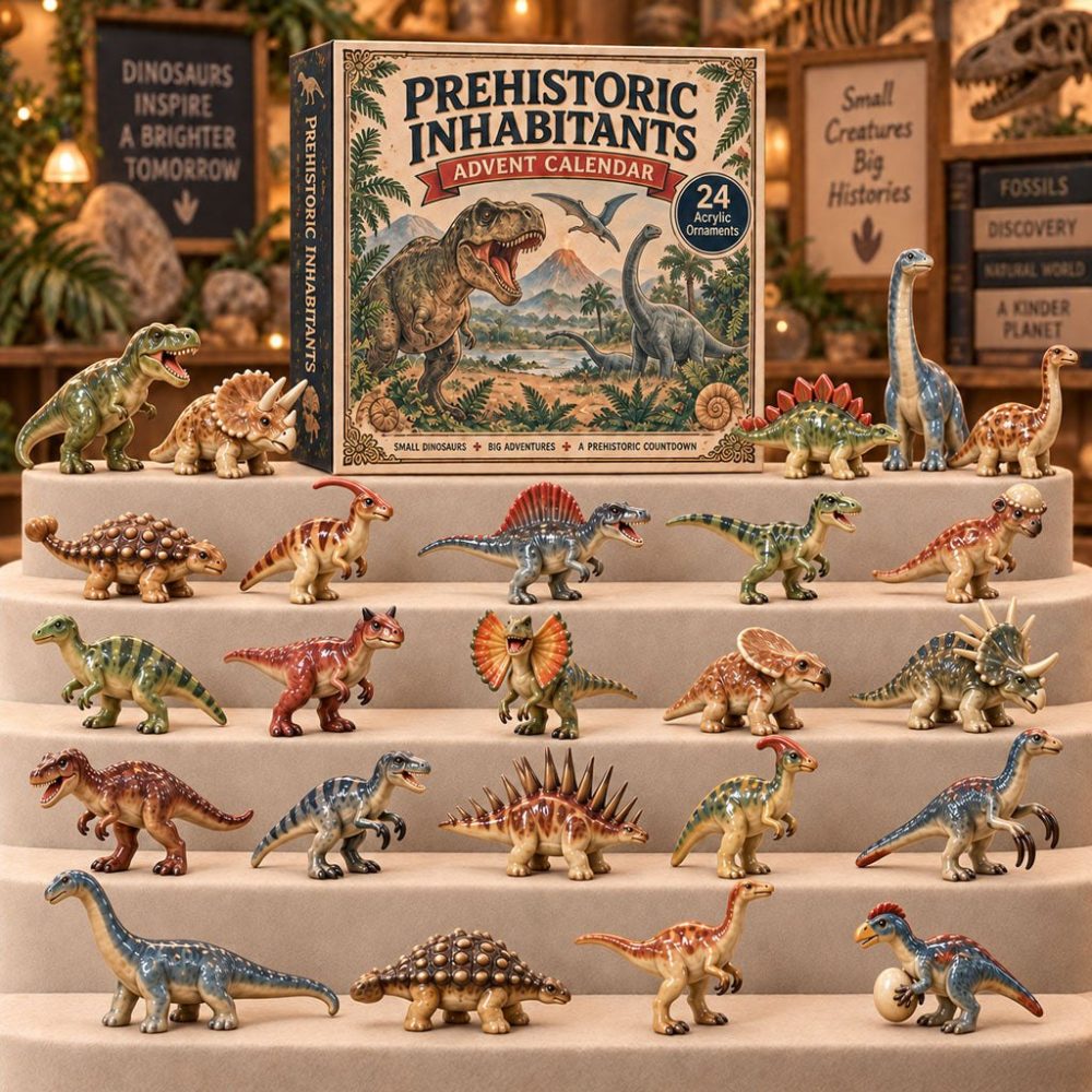 2026 Prehistoric Inhabitants Holiday Calendar — 24 Unique Acrylic Dinosaur Charms, Exciting Daily Countdown Gift For Kids & Collectors