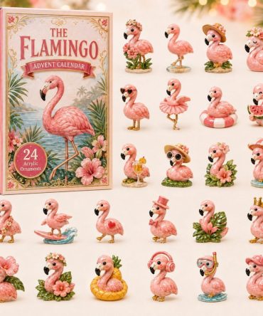 Flamingo Charm Advent Calendar 2026 - 24-Day Acrylic Countdown With Tropical Jewelry Charms, Gift-Ready Box
