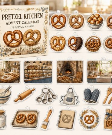 24-Day Pretzel Baking Charm Countdown — Acrylic Mini Pretzel & Bakery Charms Set For Food Lovers & Gifts