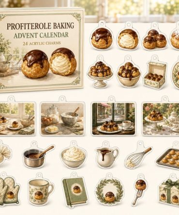 Profiterole Baking Countdown Set — 24 Acrylic Patisserie Charms, Holiday Gift For Dessert Lovers & Home Bakers