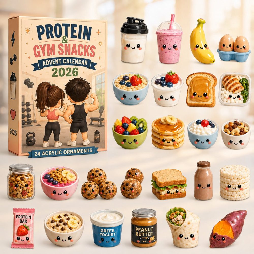 Protein & Gym Snacks Advent Calendar 2026 — 24-Day Fitness Snack & Acrylic Charm Countdown , Healthy Gift For Gym-Goers