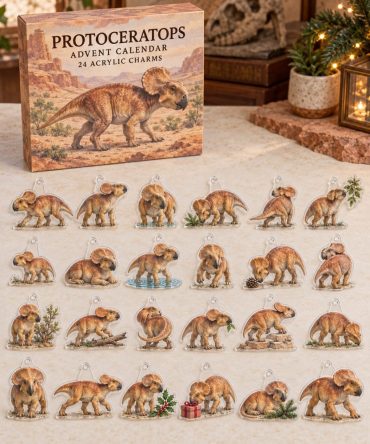 Protoceratops Dino Charm Countdown — 24 Prehistoric Acrylic Charms, Advent Gift Set For Kids, Paleontology Fans & Collectors