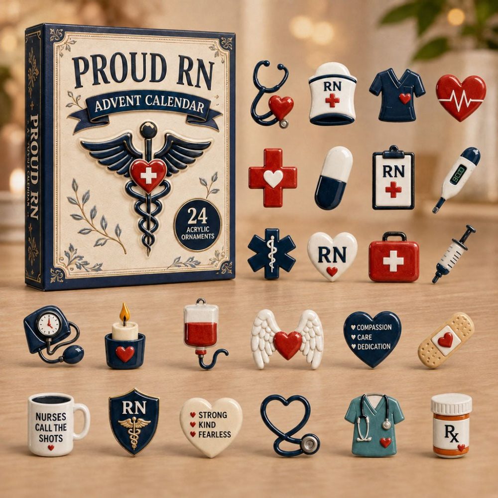 Proud Rn Hero Advent Calendar 2026 — 24-Day Acrylic Nurse Charm Countdown , Gift For Registered Nurses, Medical Staff Appreciation