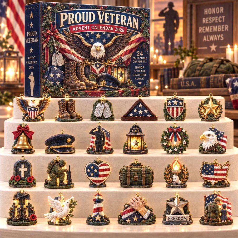 Proud Veteran 24-Day Countdown Calendar 2026 – Acrylic Patriotic Charms, Military Tribute Advent, Keepsake Gift For Service Members