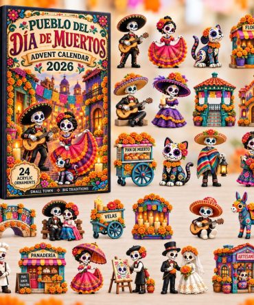 Pueblo Del Dia De Muertos 24-Day Advent 2026 - Acrylic Charm Countdown, Traditional Day Of The Dead Collectible Ornaments