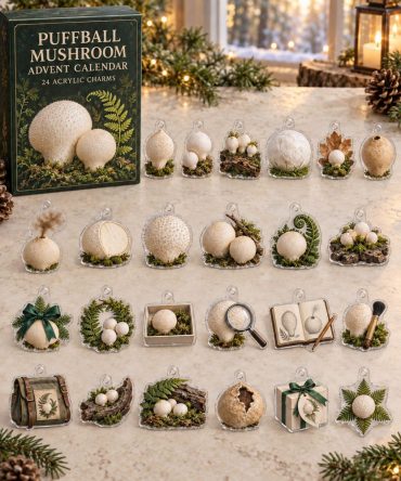 Puffball Mushroom 24-Day Holiday Countdown - Collectible Acrylic Charm Set For Nature Lovers, Unique Advent Gift & Seasonal Décor