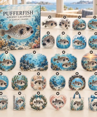 Pufferfish 24-Day Acrylic Charm Countdown — Cute Inflated Fish Advent Set With 24 Mini Charms, Ideal Holiday Gift For Kids & Collectors