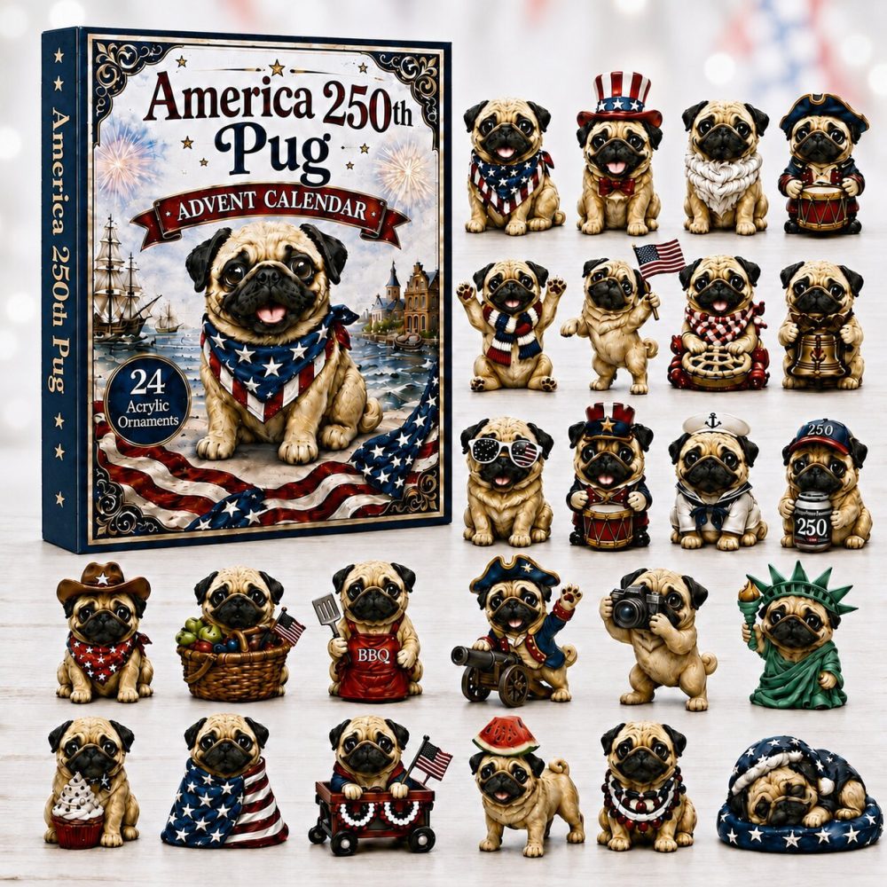 Pug Lovers 2026 Advent Calendar — 24-Day Cute Pug Acrylic Charm Collection, Dog-Themed Holiday Countdown Gift & Stocking Stuffer