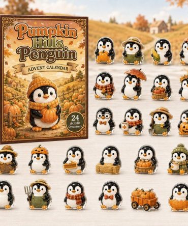 2026 Pumpkin Hills Penguin Countdown Calendar - 24 Acrylic Charms, Cute Halloween Patch Surprises & Gift-Ready Decor