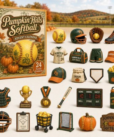 2026 Pumpkin Hills Softball Countdown Calendar - 24 Acrylic Charms, Halloween Patch & Spooky Sports Collectibles For Fans