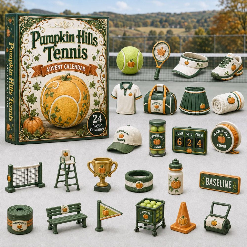 Pumpkin Hills Tennis 2026 Advent Calendar — 24-Day Acrylic Charm Set Merging Tennis & Fall Pumpkin Themes, Fun Holiday Countdown Gift