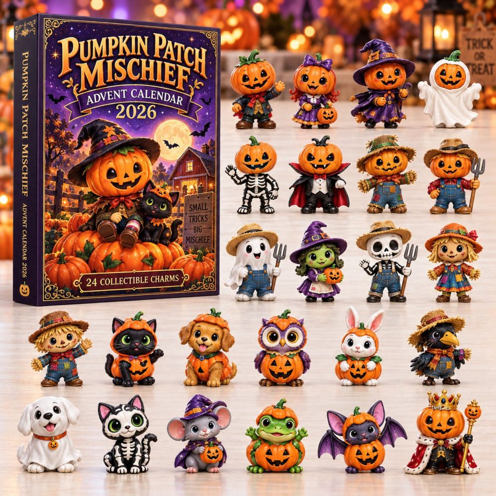 2026 Pumpkin Patch Mischief Countdown — 24 Cute Acrylic Pumpkin & Fall Charms For Halloween/Autumn Countdown, Seasonal Decor & Gift Set