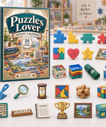 Puzzle Lover 2026 Advent Calendar — 24 Brain-Teaser & Jigsaw Acrylic Charms, Holiday Countdown Gift For Puzzle Fans And Game Night Enthusiasts