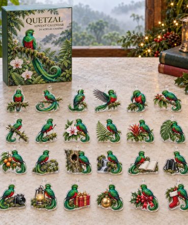 Vibrant Quetzal Bird Holiday Advent Calendar - 24 Colorful Acrylic Charms, Reusable Exotic Bird Keepsake Gift For Birdwatchers