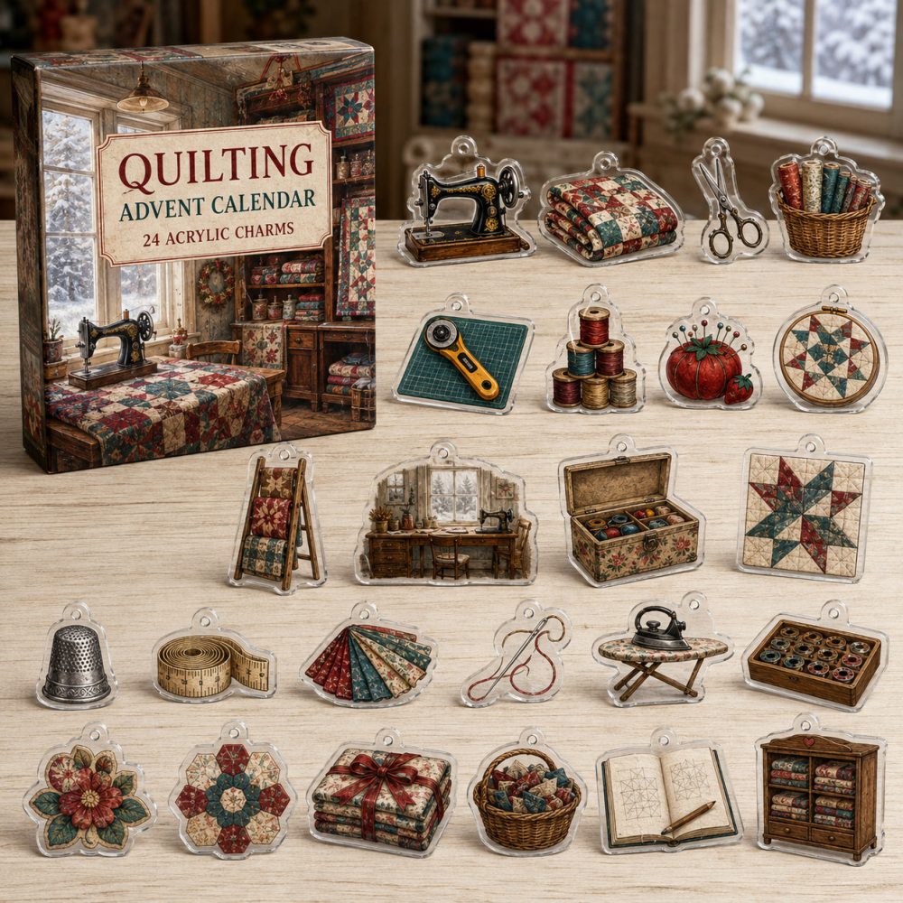 Quilting Holiday Countdown Pack: 24 Themed Acrylic Charms For Quilters - Creative Advent Gift To Inspire Patchwork & Sewing Projects