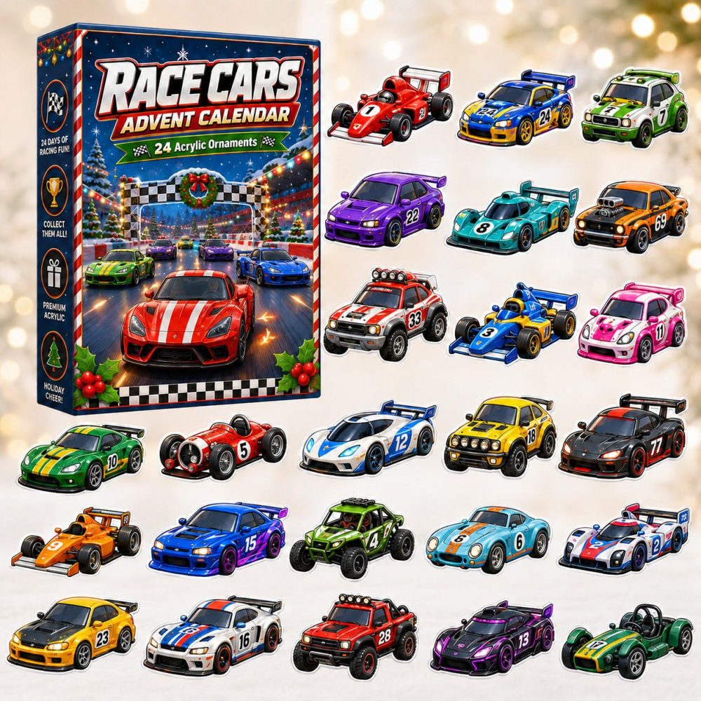 High-Speed Race Cars Advent Calendar 2026 — 24-Day Acrylic Charm Collection, Miniature Car Gifts For Kids & Collectors Holiday Countdown
