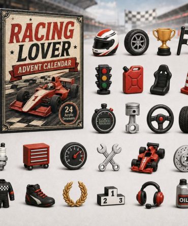 Racing Lover 2026 Advent Calendar — 24-Day Motorsport Acrylic Charms, Gift For Racing Fans, Drivers & Hobbyists Holiday Countdown