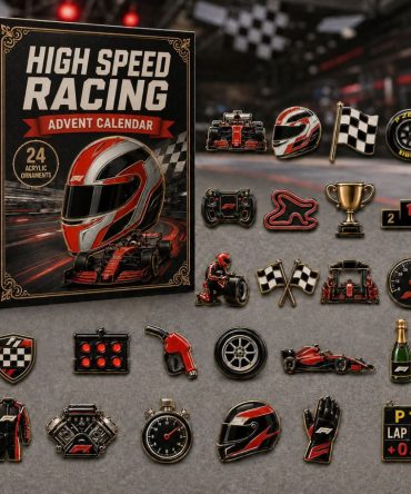 2026 Racing Track Holiday Countdown — 24-Day Acrylic Charm Advent Set, Exciting Gift For Racing Enthusiasts