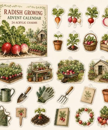 24-Day Radish Growing Countdown - Acrylic Vegetable Charm Advent Calendar With Garden-Themed Ornaments For Urban Farmers & Gift Giving