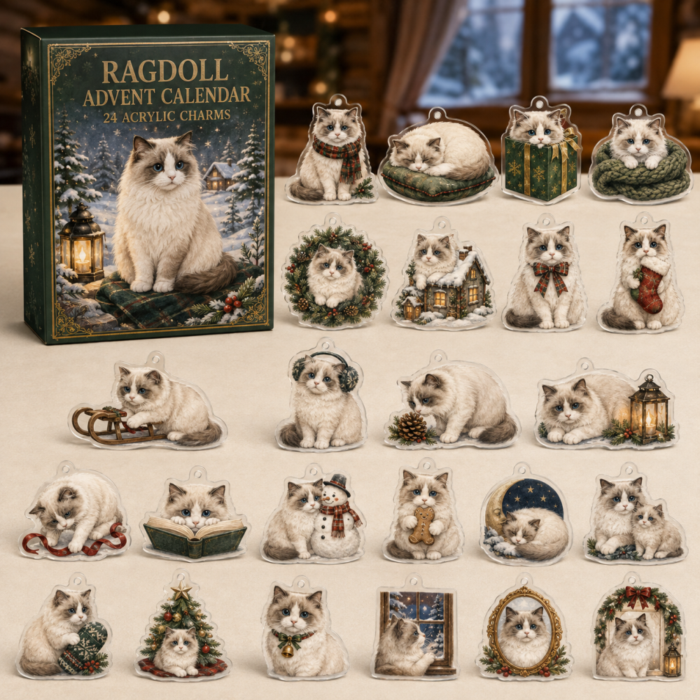Charming Ragdoll Cat Winter Countdown — 24 Acrylic Charms, Festive Advent Calendar Perfect Gift For Ragdoll Fans & Pet Owners
