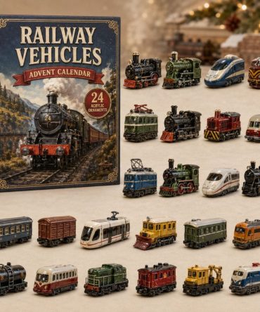 Railway Train Vehicles 24-Day Advent Countdown – 2026 Acrylic Charm Calendar, Kids Train Lover Gift Set