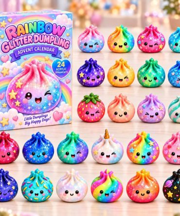 2026 Rainbow Glitter Dumpling Advent: 24-Day Acrylic Charm Calendar - Sparkling Multicolor Holiday Countdown Gift