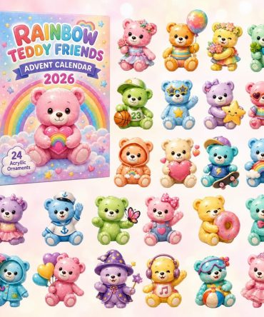 Rainbow Teddy Friends Advent Calendar 2026 — 24-Day Colorful Acrylic Charm Countdown With Cute Teddy Designs, Great Kids’ Gift