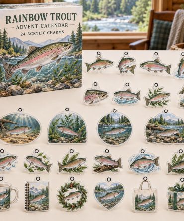 Rainbow Trout Acrylic Charm Advent Collection — 24 Fishing-Oriented Holiday Ornaments, Gift For Anglers & Outdoors Fans