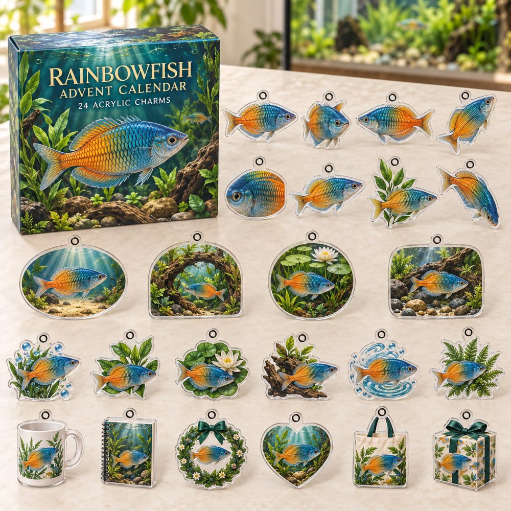 Rainbowfish Holiday Surprise Calendar — 24 Collectible Acrylic Fish Charms For Aquarium Fans , Gift & Stocking Stuffer