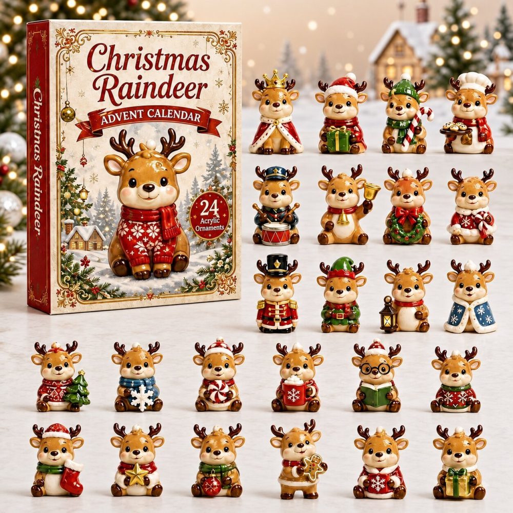 Cozy Reindeer Sweater Cuties Advent Calendar 2026 — 24-Day Acrylic Charm Collection, Cute Holiday Countdown For Kids & Collectors