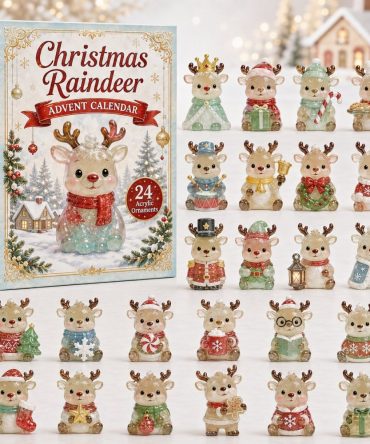 Reindeer Scarf Friends 2026 Advent Calendar — 24-Day Cute Reindeer Acrylic Charms, Holiday Countdown Gift For Families & Kids